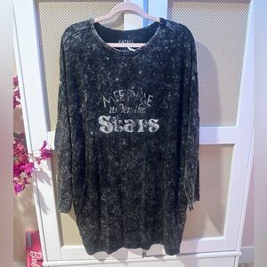 Vintage Canvas Graphic Long Sleeve Tunic/mini dress